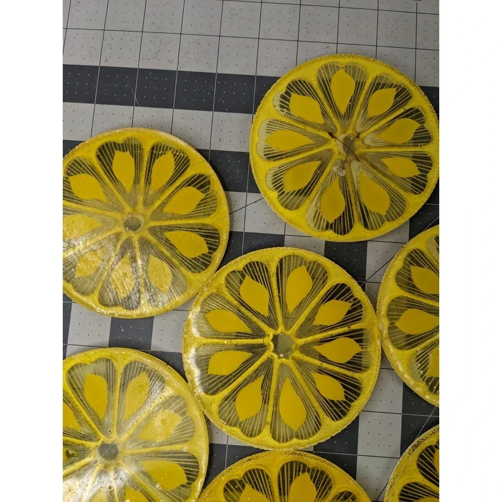 Coasters Lemon‎ Slices Set of 10 Yellow 4.5 Inch Round